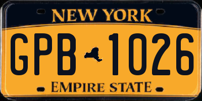 NY license plate GPB1026