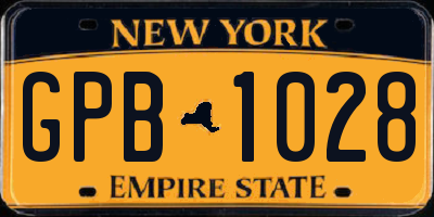 NY license plate GPB1028