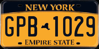 NY license plate GPB1029