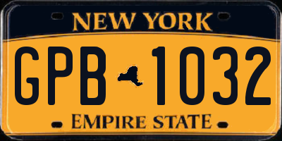 NY license plate GPB1032