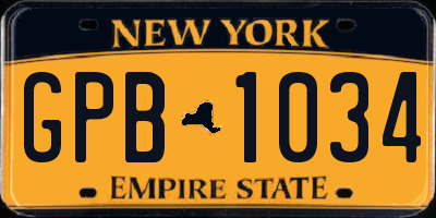 NY license plate GPB1034