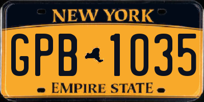 NY license plate GPB1035