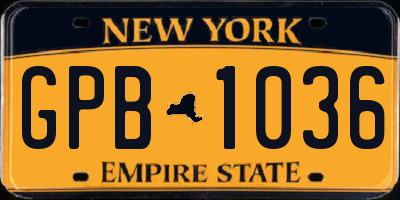 NY license plate GPB1036