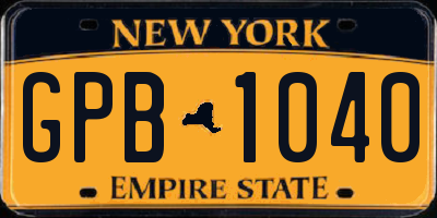 NY license plate GPB1040