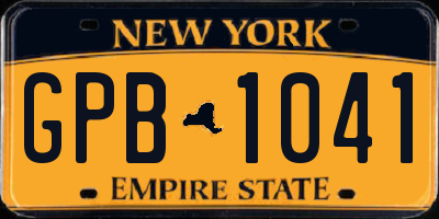 NY license plate GPB1041