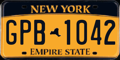 NY license plate GPB1042
