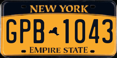 NY license plate GPB1043