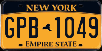 NY license plate GPB1049