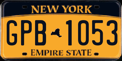 NY license plate GPB1053