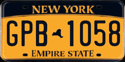 NY license plate GPB1058