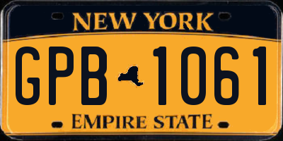 NY license plate GPB1061