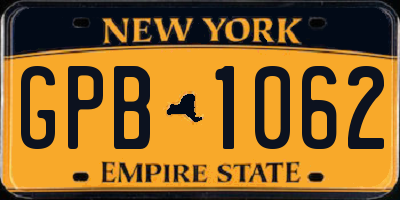 NY license plate GPB1062