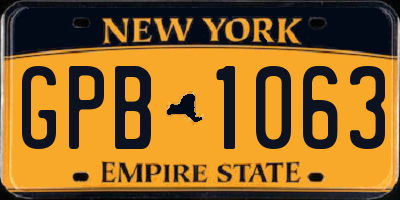 NY license plate GPB1063