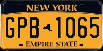 NY license plate GPB1065
