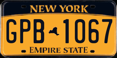 NY license plate GPB1067
