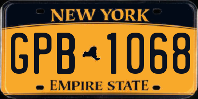 NY license plate GPB1068
