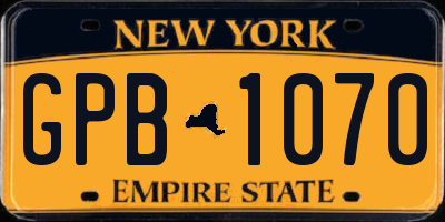 NY license plate GPB1070