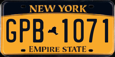 NY license plate GPB1071