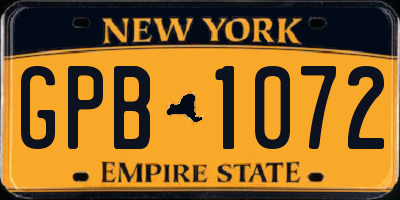 NY license plate GPB1072