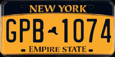 NY license plate GPB1074