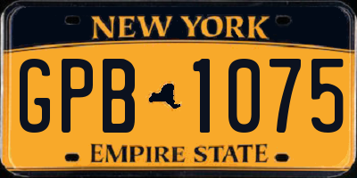 NY license plate GPB1075