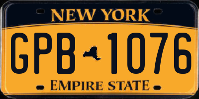 NY license plate GPB1076