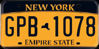 NY license plate GPB1078