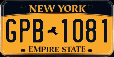 NY license plate GPB1081