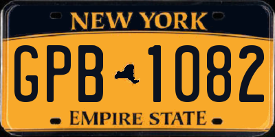 NY license plate GPB1082