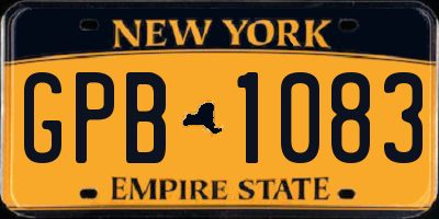 NY license plate GPB1083