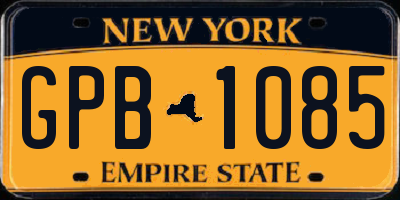 NY license plate GPB1085
