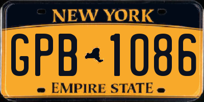NY license plate GPB1086