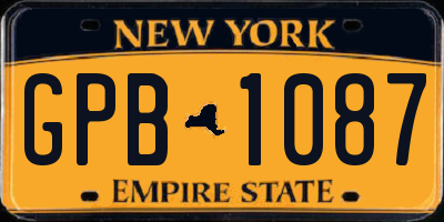 NY license plate GPB1087