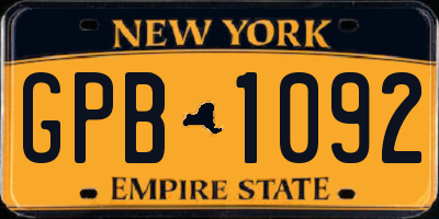 NY license plate GPB1092