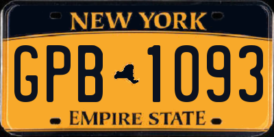 NY license plate GPB1093