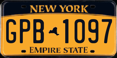 NY license plate GPB1097