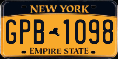 NY license plate GPB1098