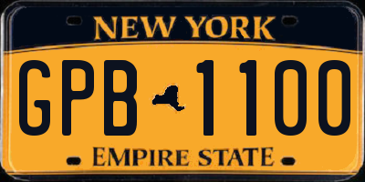 NY license plate GPB1100