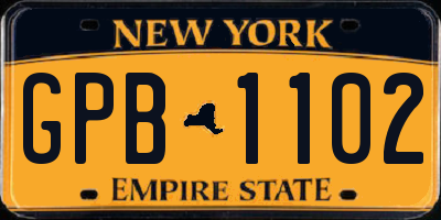 NY license plate GPB1102