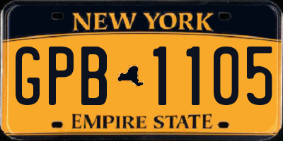 NY license plate GPB1105