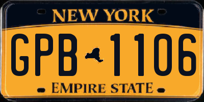 NY license plate GPB1106
