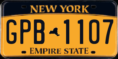 NY license plate GPB1107