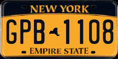 NY license plate GPB1108