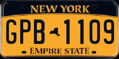 NY license plate GPB1109