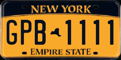NY license plate GPB1111