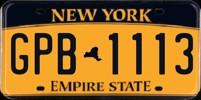 NY license plate GPB1113