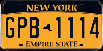 NY license plate GPB1114