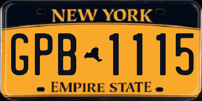 NY license plate GPB1115