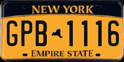 NY license plate GPB1116