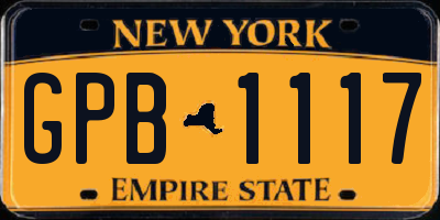 NY license plate GPB1117